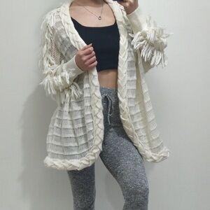 REBECCA TAYLOR Fringe Sweater Cardigan